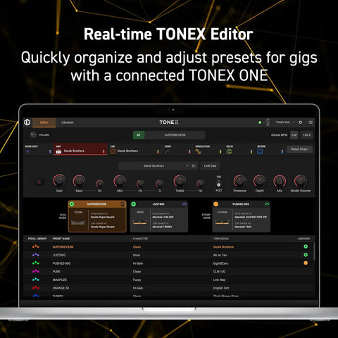 Tonex One AI MultiFX Micro Pedal Lets You Tone Model Any Electric Guitar Amp, Pedal Or Effect With AI Models, real-time editor on screen