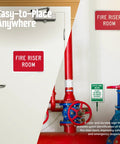 Fire Riser Room Aluminum Sign 7x10 Durable 40 Mil No Rust Heavy Duty Indoor Outdoor With Four Corner Mount Holes Easy Install And Built To Last Reliability displayed on door and wall.