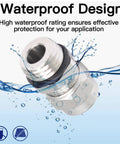 Two Pack NPT Three Eighths Inch Waterproof Stainless Steel Cable Glands Adjustable Four To Eight Millimeter Range Weatherproof Wire Connector Joints For Outdoor Electrical Enclosures And Marine Installations with water splash