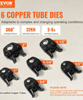 6 copper tube dies for Tough As Nails 18V Cordless Electric Pipe Crimping Tool, showing sizes from 1/2" to 2".