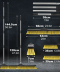 Heavy Duty 24.8 Inch Wide Push Broom With Dual Density Bristles Designed To Crush Gravel And Leaves On Driveways dimensions and parts.