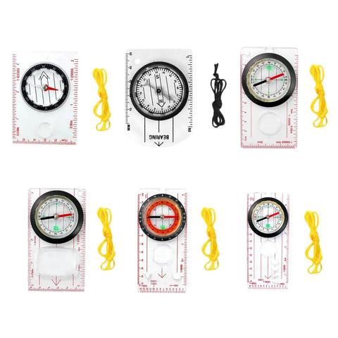 Map Reading Compass With Ruler For Backpacking And Camping, Lightweight Acrylic Navigation Tool For Hiking And Orienteering