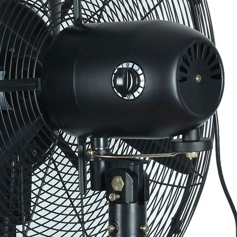 Close-up of the motor and speed control dial on the Keep It Chill With This Tall Misting Fan for efficient airflow adjustment.