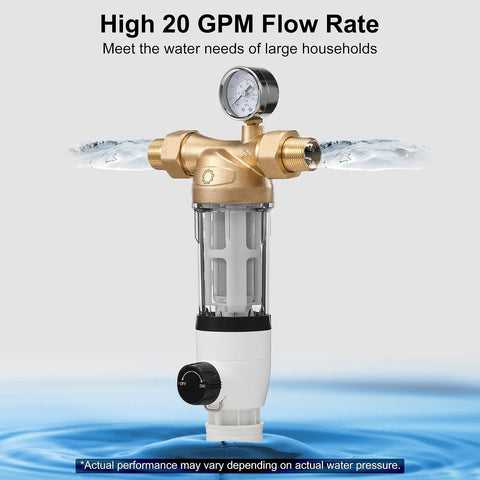 Super Sleek 40 Micron Kickass Spin Down Water Filter And Self Cleaning Backwash Valve for smooth water flow at 20 GPM.