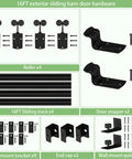 16 Ft Black Box Rail Exterior Barn Door Hardware Track Kit For Two Doors Built Tough With 500 Lb Weight Capacity, Weatherproof Wall Mount Sliding Door System, Includes 9 Track Brackets For Outdoor Use