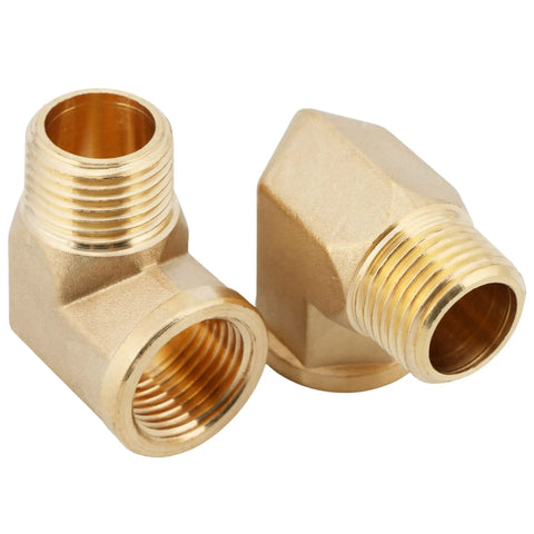 Two Piece Brass Street Elbow Pipe Fitting Half Inch NPT Male To Half Inch NPT Female 90 Degree Barstock Adapter