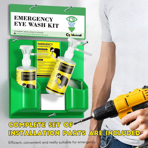 Portable Eye Wash Station Wall Mounted Emergency Eye Wash Kit With Two 16.09 Oz Bottles No Eyewash Solution Included Plus Free Eyewash Sign