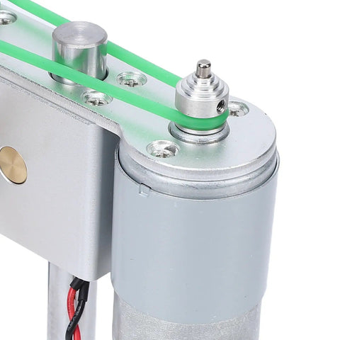 Close-up of the motor and components of Compact Benchtop Drill Press With Variable Speed And 360 Degree Rotation for precision tasks.