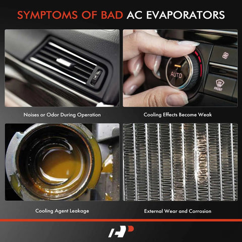 Symptoms of bad AC evaporators including odors, weak cooling, leakage, and corrosion.