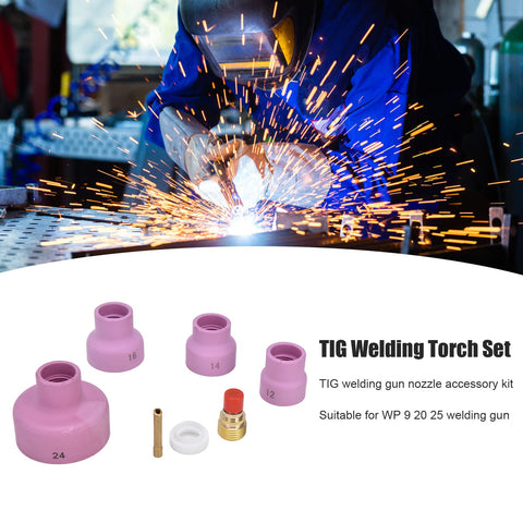 Gas Lens Welding Consumables Kit With Ceramic Nozzles And Mouth Pro Grade Heavy Duty Industrial Grade Welding Accessories Sets In 12 14 16 24 Sizes