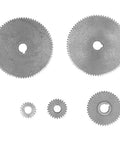 Top Tier 5 Piece Mini Lathe Gear Replacement Kit with T80 T45 T25 T20 metric gears in various sizes for precision metal cutting.