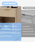 Fluted Nightstand With Built In Charging Station One Drawer And Open Storage Metal Handles Curved Edges Mid Century Modern Bedside Table For Bedroom Or Living Room Must Have comparison with other brands