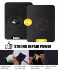Before and after applying Waterproof Self-Adhesive Leather Repair Tape With Lychee Grain PU Finish For Damaged Furniture And Car Seats 46x100cm
