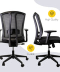 Ergonomic task chair with mesh back and padded seat for comfort, part of Rock-Solid Modular Office Cubicle Kit Features 7 Smart Layouts.
