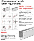 Heavy Duty Bifold Sliding Door Hardware Kit For Closets Features Smooth Glide Rollers Plus 3mm Aluminum Rails Supporting 150kg Max Load close-up dimensions