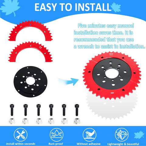 Universal 42 Tooth Aluminum Split Sprocket With Rear Drive Hub Adapter For 212cc And 196cc Mini Bikes And Go Karts Fits 80cc And 105cc Engines Heavy Duty Easy Install