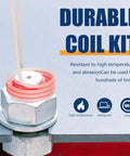 Eight Coil Induction Heater Kit With Flexible Heat Resistant Coils on a metal bolt demonstrating durability and usability.