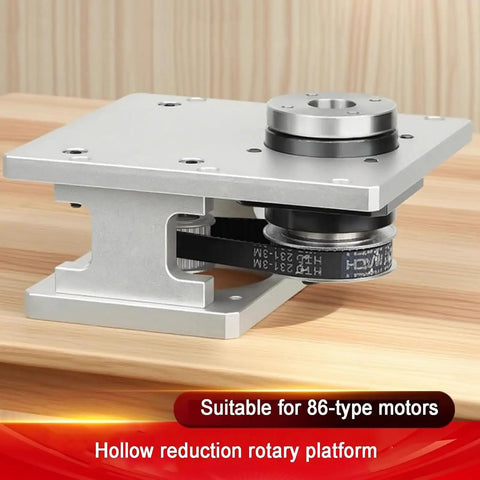 Heavy Duty Hollow Rotary Actuator With Top Shelf Accuracy Rotating Platform For 86 Stepper Motor on wooden surface.