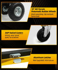 4 In 1 Convertible Hand Truck With 1000 Lb Capacity Dolly Cart And Wheels, Built Tough Heavy Duty Steel Frame For Moving Furniture And Boxes, Easy Load Transfer, Portable Mobility, And Versatile All Purpose Use, 10-inch tire and swivel caster detail