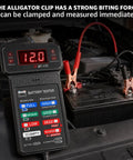 Heavy Duty 12V Automotive Battery Tester Featuring Slick Digital Readouts And Straight Shooter Diagnostics for easy measurement on car battery.
