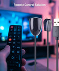 Infrared Remote Extender Cable Kit 6ft IR Repeater USB IR Blaster Cord with remote control in home theater setup