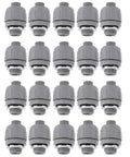 Bad Ass Liquid Tight Conduit Connector One Half Npt Cable Gland Sealing Ring in gray nylon, 20 pieces for heavy-duty sealing.