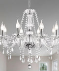 Show Stopping Modern Elegant 10 Lights K9 Crystal Glass Chandelier Pendant Ceiling Lighting For Dining Room Living Room And Bedroom European Style Transparent Fixture Requires 10 E12 Bulbs Not Included showing crystal details