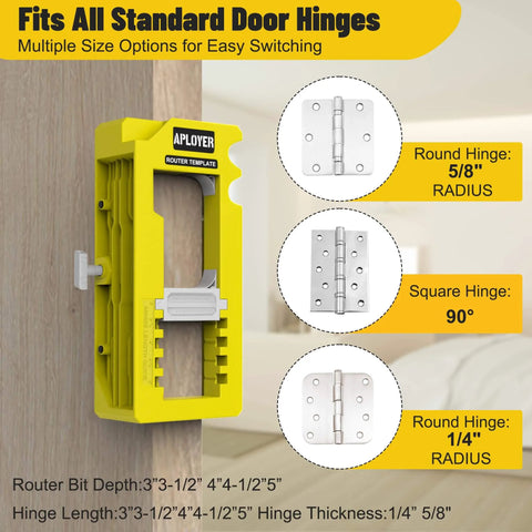 All In One Door Hinge Jig For 3 To 5 Inch Hinges With Square And Radius Corners Pro Grade Door Mortise Template Yellow