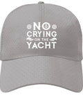 Men's Dope Breathable Light Gray Tennis Cap with 'No Crying on the Yacht' text, Lightweight Adjustable Baseball Hat With Soft Comfort