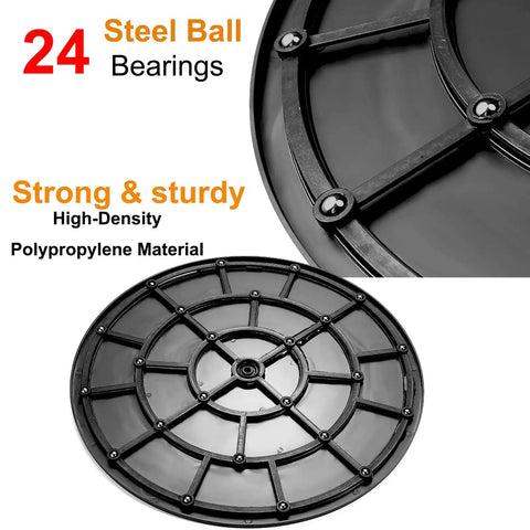 Close-up of the Two Pack 16 Inch Lazy Susan Turntable Set With Heavy Duty 360 Degree Swivel, featuring 24 steel ball bearings.