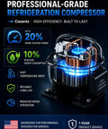 Professional-grade refrigeration compressor with high efficiency for 7.0 Cu Ft Compact Chest Freezer Energy Efficient Low Noise.