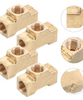 Brass Tee Pipe Fitting 3 Way Connector With Female Threads, Compact Block Design, No Leak Air Seal, Durable Brass Body