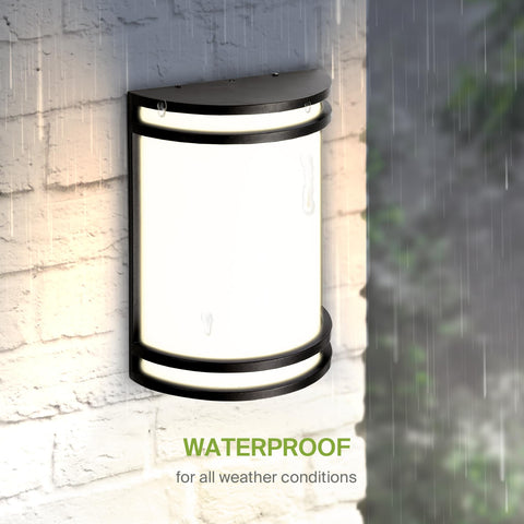 LED Outdoor Wall Mount Light Fixture In Oil Rubbed Bronze Finish, Easy Install, waterproof, mounted on brick wall in rain.