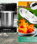 Side-by-side comparison showing original lid and Beefy Round 19.7 Inch Fire Pit Lid With 304 Stainless Steel Build And Heat Resistant Handle.