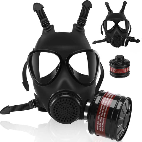Full Face Respirator Mask With 40mm Activated Carbon Filter Reusable Dust Gas Chemical Vapor Fume Silicone Fit, frontal view