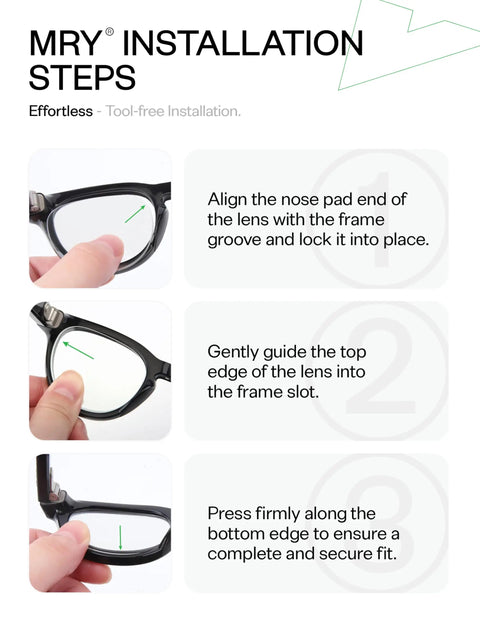 Installation steps for UV400 Replacement Lenses For Ray-Ban Meta Wayfarer RW4006 50mm Adapt Gray Photochromic.