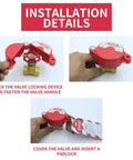 Installation details of Beefy Gate Valve Lockout Device For Industrial Valves 1 To 2 Point 5 Inch Handles Red Lockout And Tagout Kit