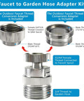 Brass Faucet Adapter With Aerator for Garden Hose, 360 Degree Swivel Sink to Hose Connector, chrome-plated threaded adapter set
