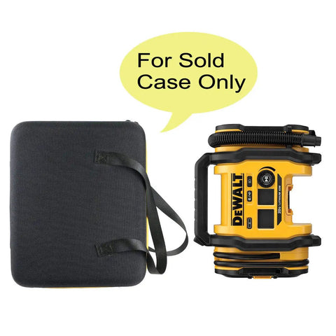 Hard Case Replacement For DEWALT DCC020IB 20V Max Cordless Tire Inflator With Shockproof EVA Shell next to inflator