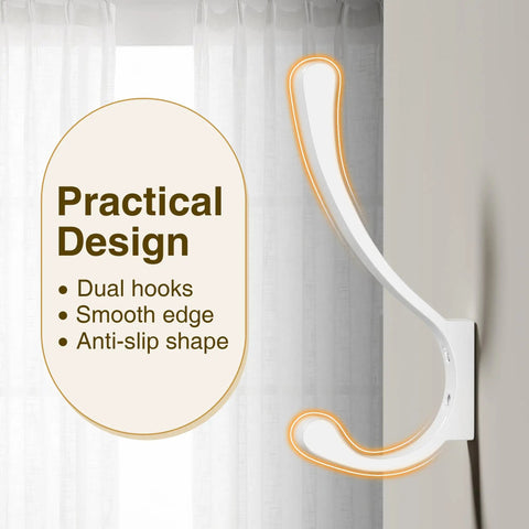 Heavy Duty Wall Mount Coat Hooks Set, Metal Hangers For Hanging Clothes, Backpacks, Bags, Towels And Jackets, Strong 30 Lb
