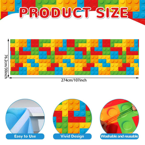9 Foot Building Block Table Skirt Bringing Sweet Brick Vibes To Teachers Desks And Classroom Workstations For Back To School Setup And Quick Office Or Cabinet Decor Accents, colorful design, 274cm x 76cm