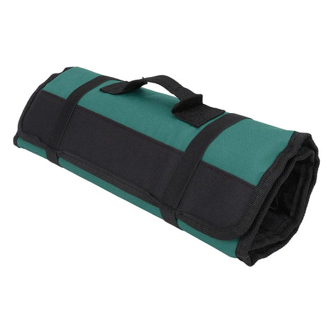 Rolled green Chef Knife Roll Bag With 20 Slot Cutlery Organizer Portable Canvas Storage for Home Kitchen Travel Camping 22.4x14 inch