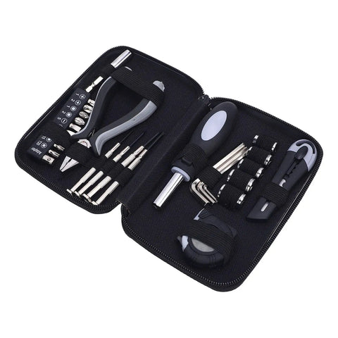 Must Have Home Repair Starter Tool Kit With Ten Bit Set Four Screwdrivers Tape Measure Pliers Hex Wrenches In Durable Iron Storage Box