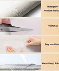 Premium 5mm Thermal Wall Panels Peel And Stick Foam Soundproof Covering Waterproof Linen Finish showing easy installation steps.