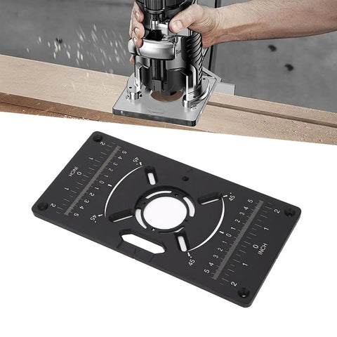Dead Nuts Accurate Aluminum Router Table Insert Plate With Slick Inch And Centimeter Grid Markings Quick Swap Flip Board for woodworking.