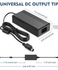 Universal Ac Dc Adapter For Provo Craft Cricut 6X12 Personal Cutting Machine side view with cable, dimensions 11.4x6.25x3.3 cm.