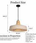 milaruoro Pendant Light with Bamboo and Linen Shade, Black Hanging Light Fixture for Kitchen Island, dimensions and specifications