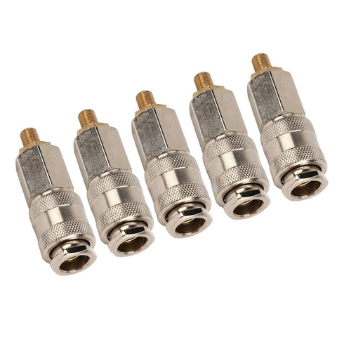 5 Pcs Universal Tire Inflator Adapter And Air Compressor Quick Swap Connector Set Hella Versatile 3 In One Pneumatic Tool Converter for different angles.