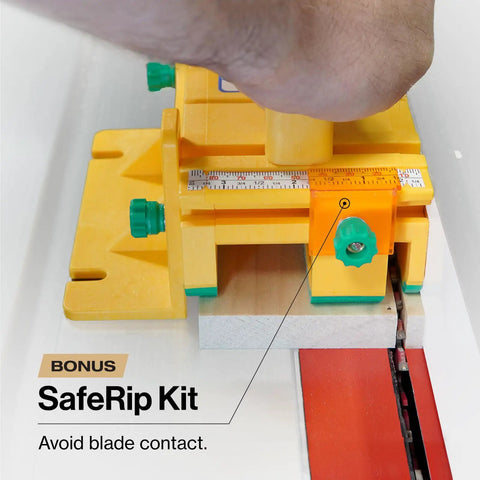 Absolute Beast Mode 3D Pushblock for Boss Level Safety on Router Tables and Jointers, featuring SafeRip Kit and precision adjustment.
