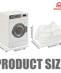 Big Time Hit Miniature Washing Machine Featuring Smooth Operable Lid And 1/12 Scale White Towel Set Serious Flex For Dollhouse Furniture And Cozy Room Decor Display Collection, showing dimensions.